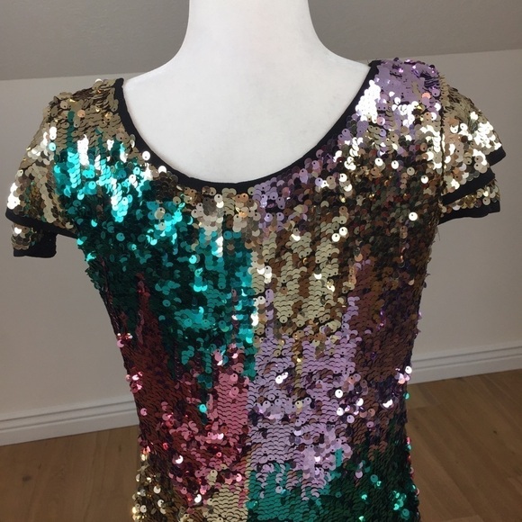 NEW Verty Multi Sequin Stretchy Mini Dress - Picture 6 of 8